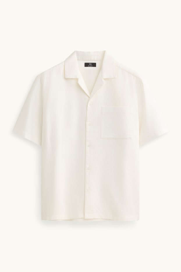 Herren - Hemd - Relaxed Fit - Reverskragen - strukturiert - weiss