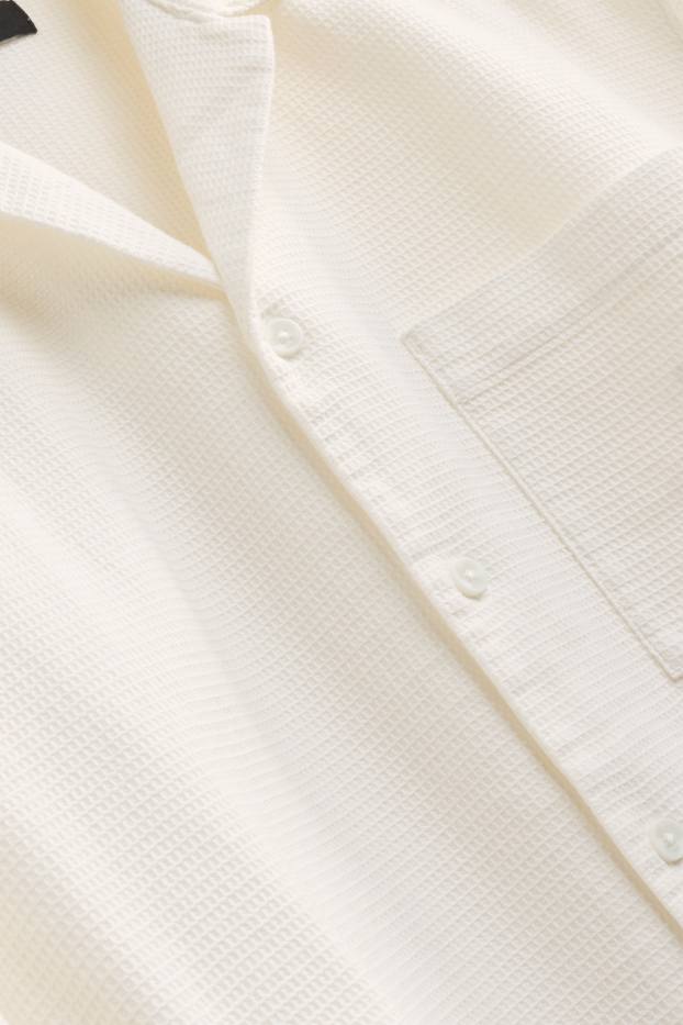 Herren - Hemd - Relaxed Fit - Reverskragen - strukturiert - weiss