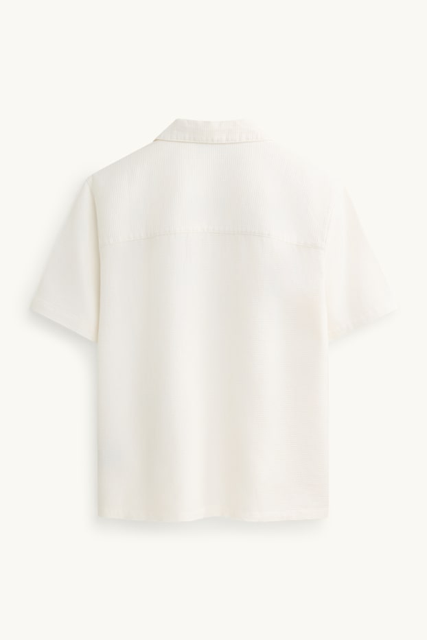 Herren - Hemd - Relaxed Fit - Reverskragen - strukturiert - weiss