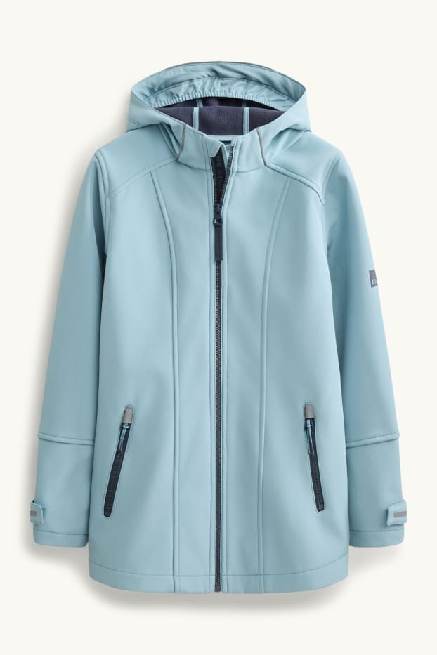 Bambine - Giacca soft shell con cappuccio - impermeabile - azzurro