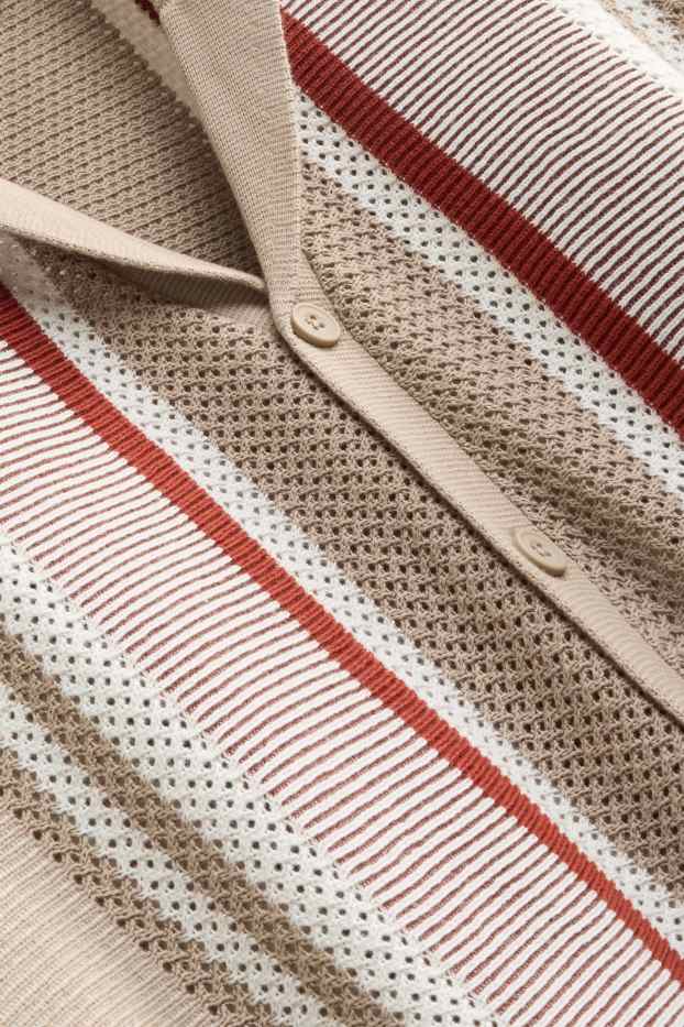Herren - Strick-Hemd - Relaxed Fit - Reverskragen - gestreift - beige