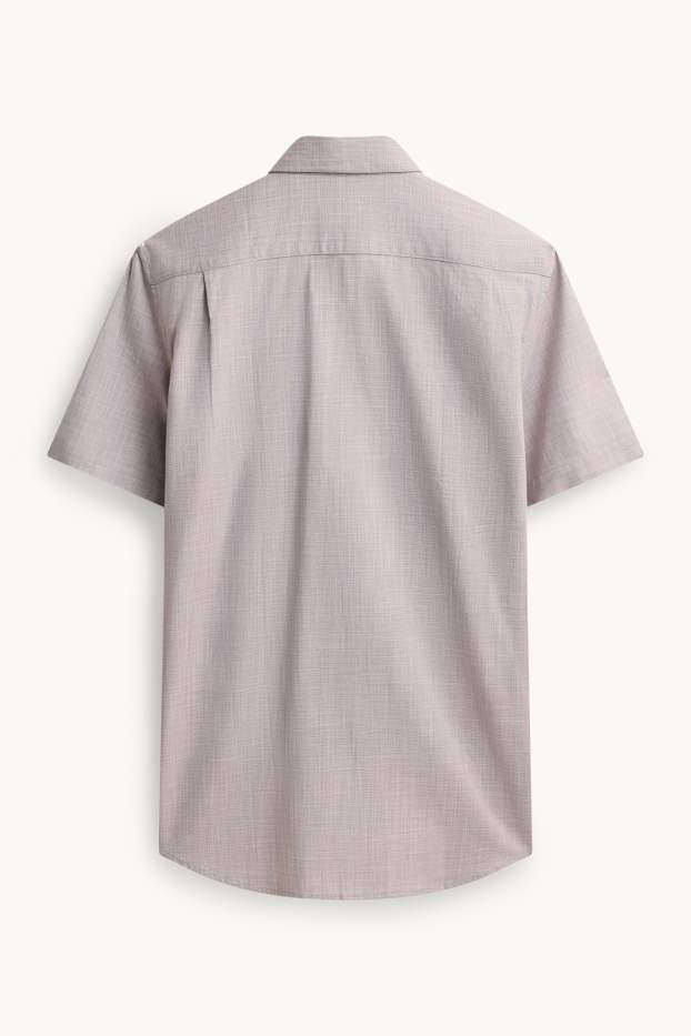 Hommes - Chemise de bureau - regular fit - col button-down - gris
