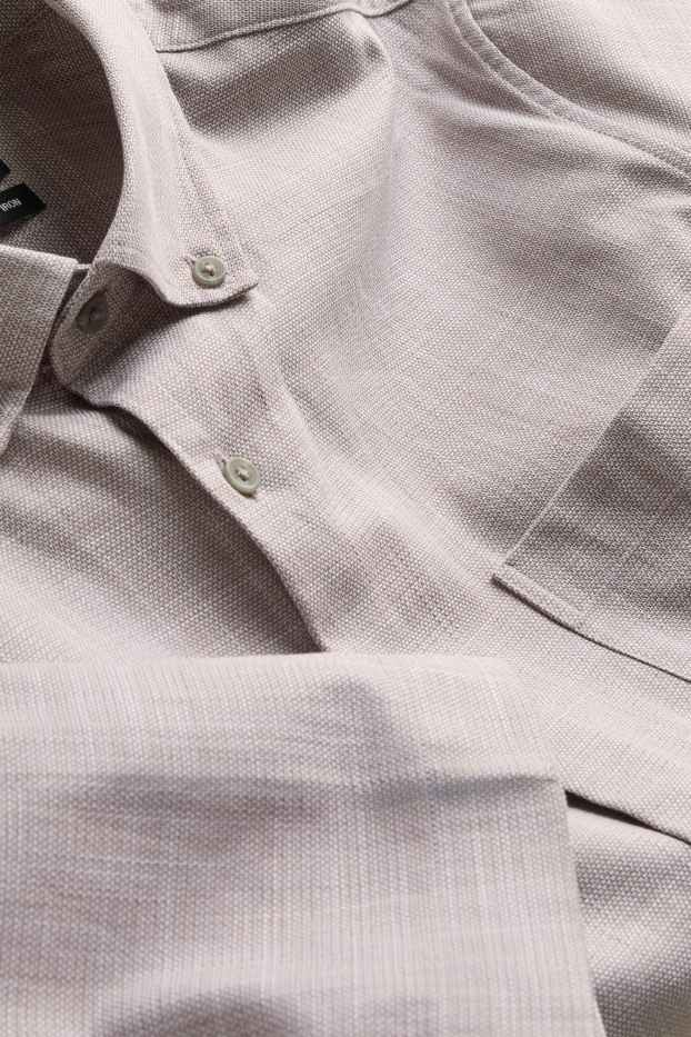 Hommes - Chemise de bureau - regular fit - col button-down - gris