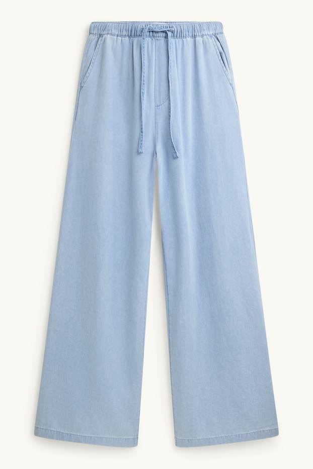Femmes - Wide leg jean - high waist - jean bleu clair