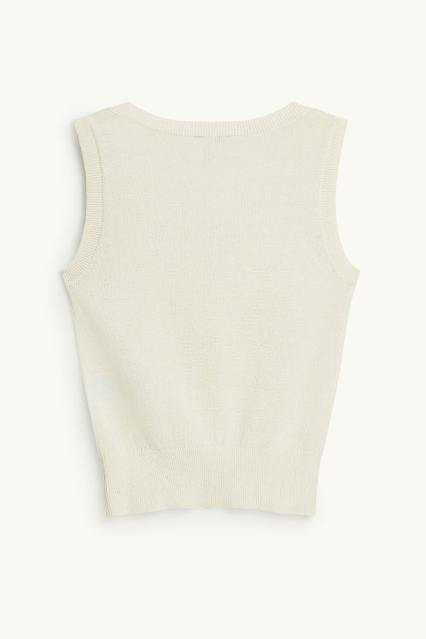 Femmes - Pull sans manches - blanc crème