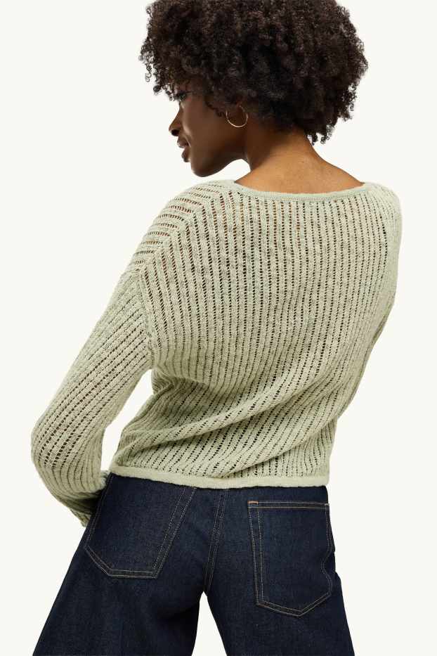 Women - Jumper - textured - light green