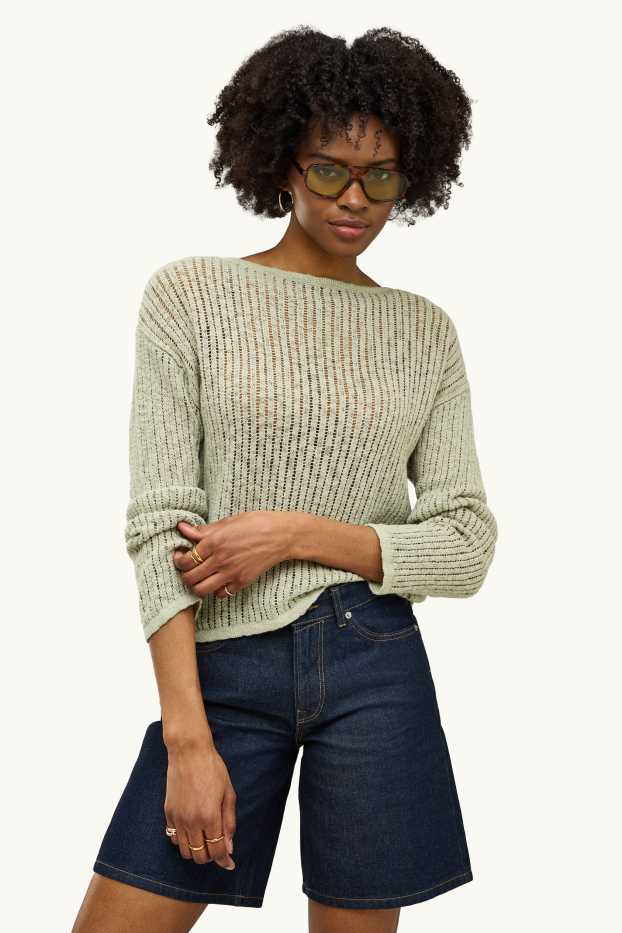 Women - Jumper - textured - light green