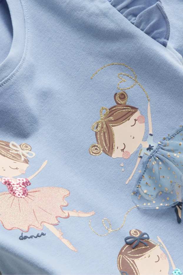 Children Girls - Ballerina - long sleeve top - shiny - light blue