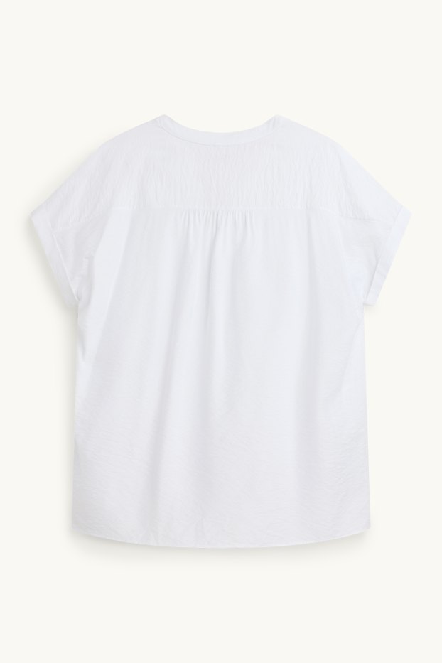 Femei - Bluză cu decolteu în V - structurată - alb