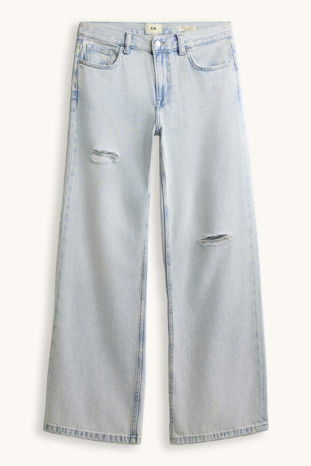 Femmes - Wide leg jean - low waist - bleu clair