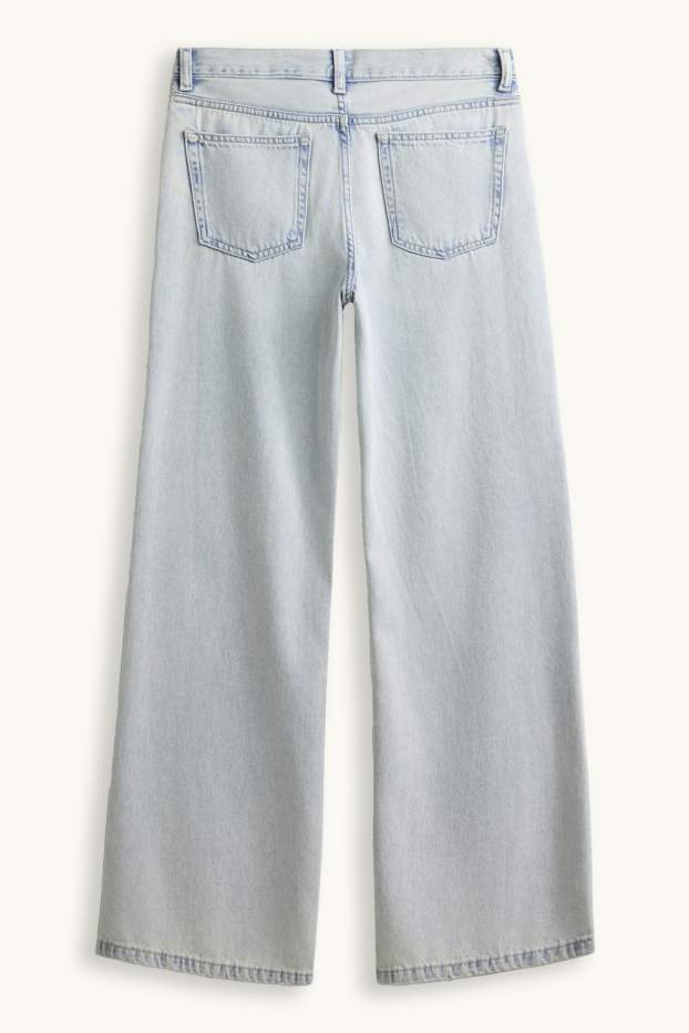 Femmes - Wide leg jean - low waist - bleu clair
