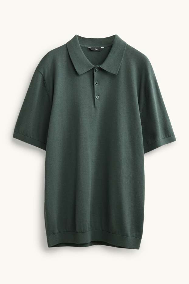 Bărbați - Tricou polo din tricot - regular fit - verde închis