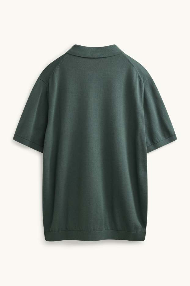 Bărbați - Tricou polo din tricot - regular fit - verde închis