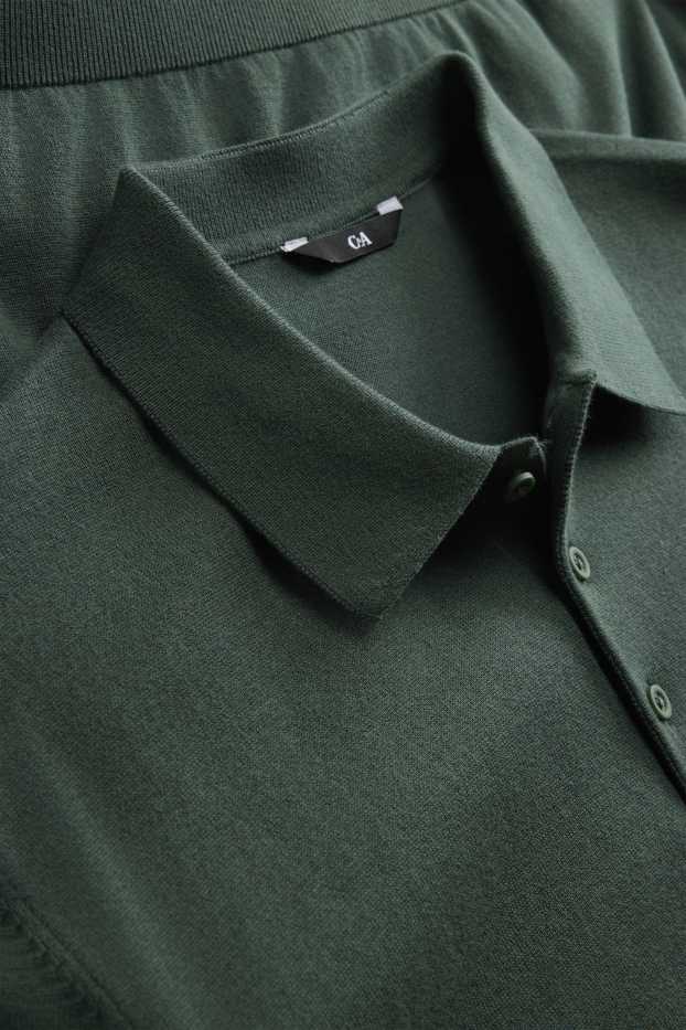 Bărbați - Tricou polo din tricot - regular fit - verde închis