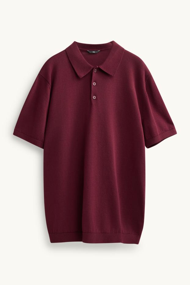 Bărbați - Tricou polo din tricot - regular fit - bordo