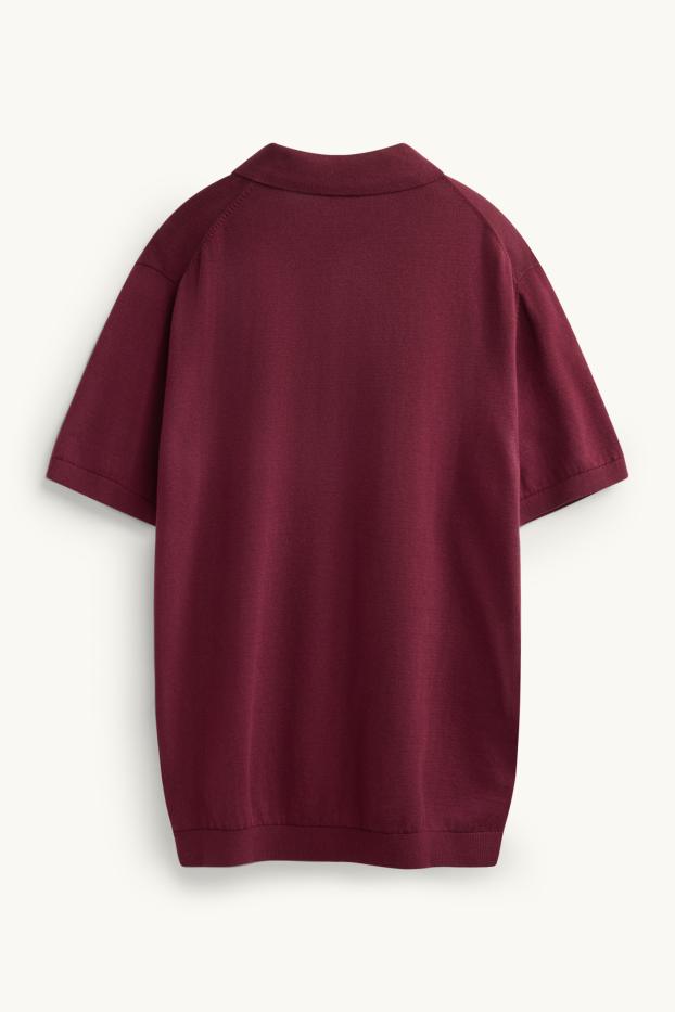 Bărbați - Tricou polo din tricot - regular fit - bordo