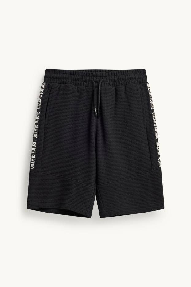 Kinder Buben - Sweatshorts - strukturiert - schwarz