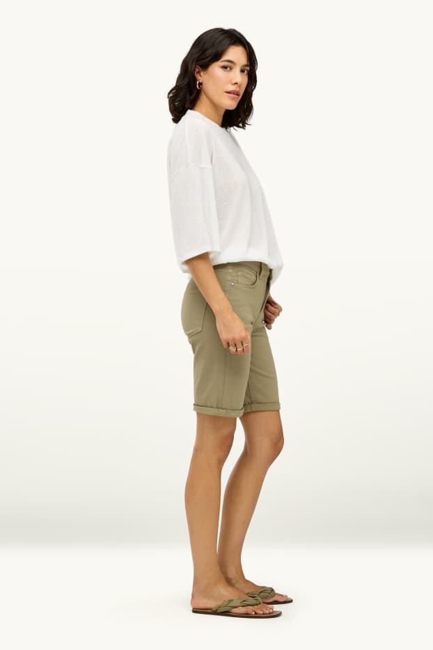Damen - Jeans-Bermudas - khaki