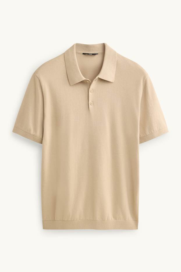 Herren - Strick-Poloshirt - Regular Fit - beige