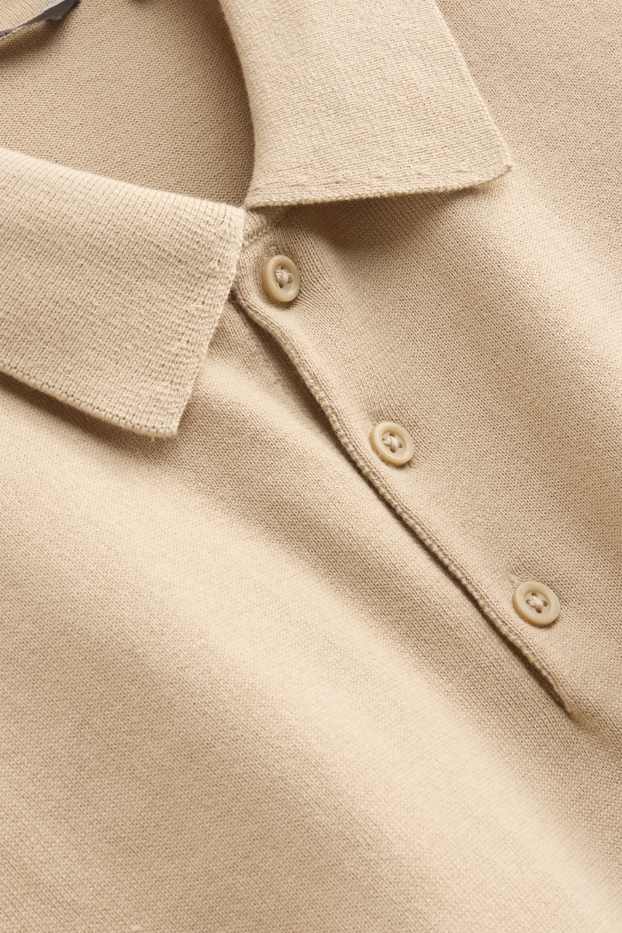 Herren - Strick-Poloshirt - Regular Fit - beige