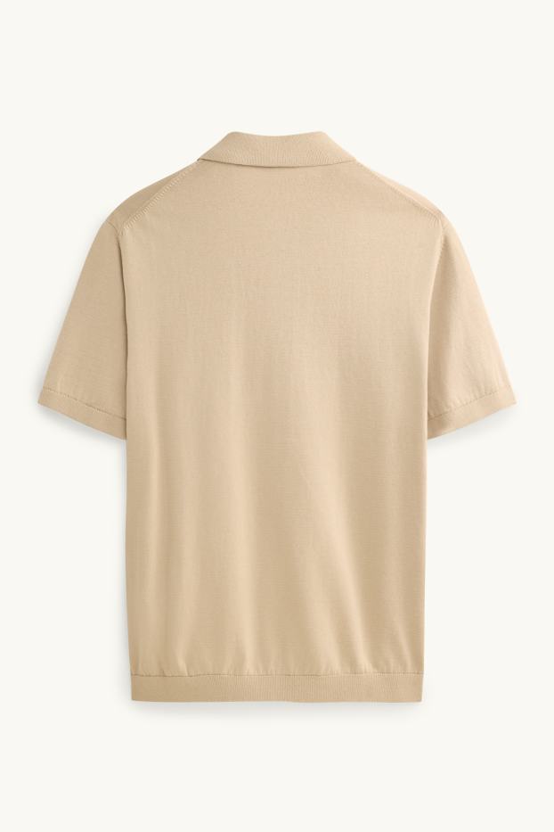 Herren - Strick-Poloshirt - Regular Fit - beige