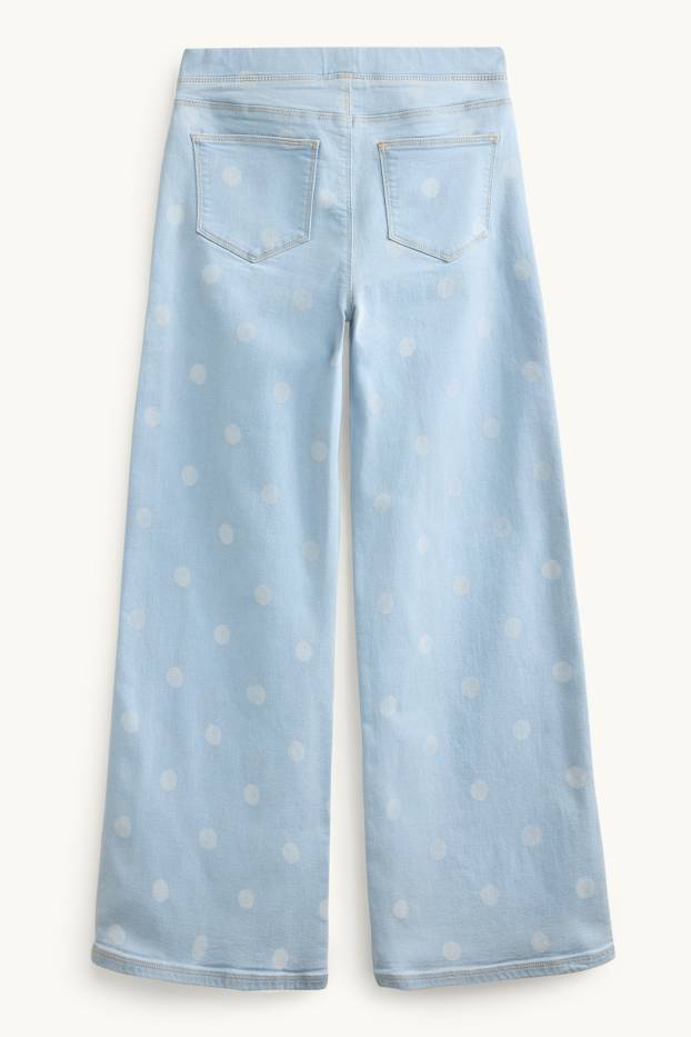 Enfants filles - Wide leg jeggings - à pois - jean bleu clair