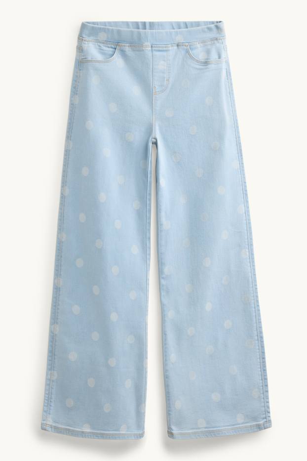 Enfants filles - Wide leg jeggings - à pois - jean bleu clair