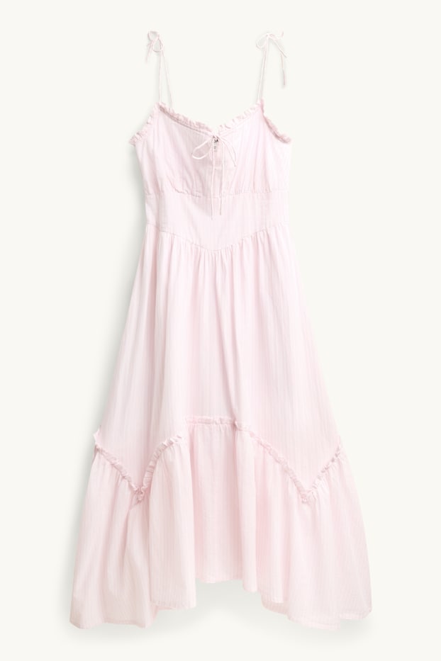 Damen - Fit & Flare Kleid - gestreift - rosa