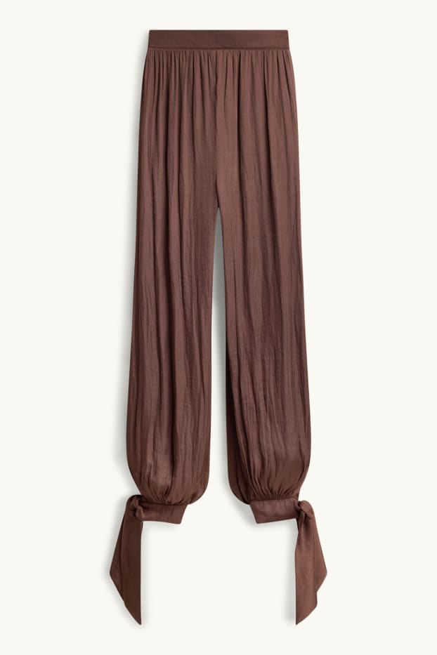 Damen - Stoffhose - Mid Waist - Balloon Fit - dunkelbraun