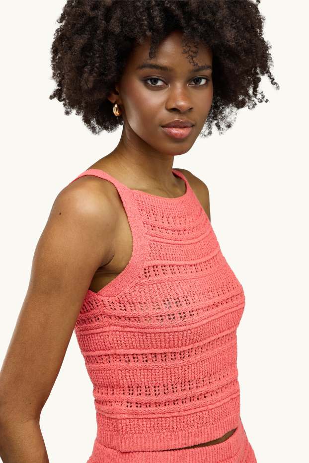 Damen - Top - strukturiert - coral