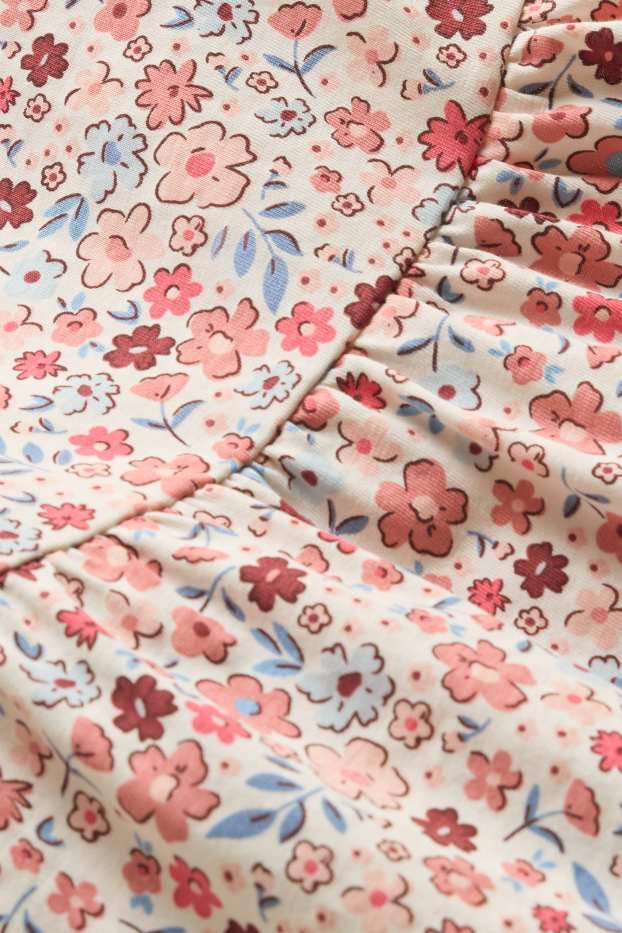 Kinder Mädchen - Blume - Kleid - rot / weiß