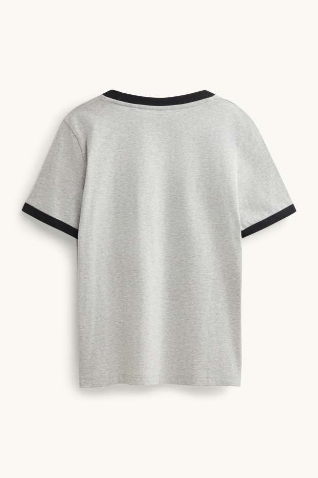 Damen - T-Shirt - Regular Fit - Micky Maus - grau / schwarz