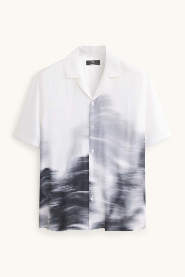 Hombre - Camisa - relaxed fit - cuello solapa - estampada - blanco / gris