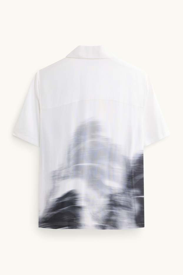 Hombre - Camisa - relaxed fit - cuello solapa - estampada - blanco / gris