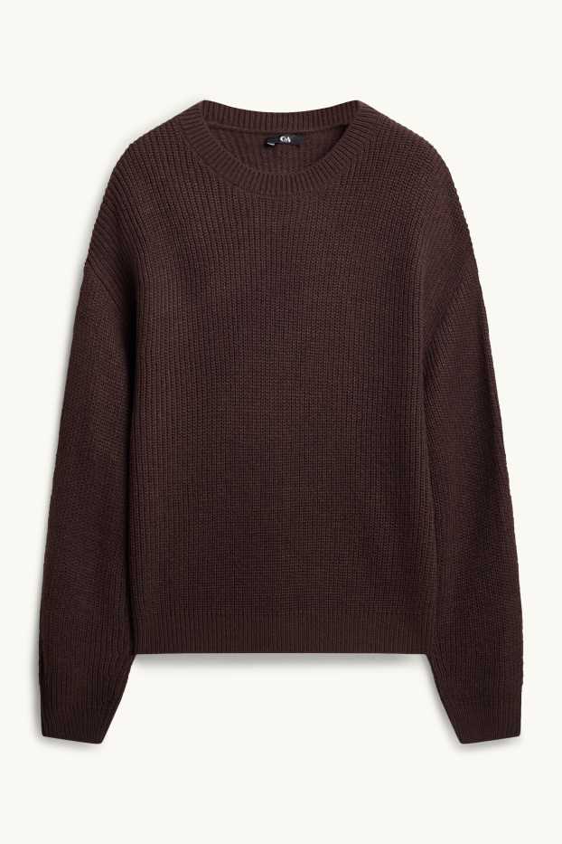 Damen - Pullover - gerippt - braun
