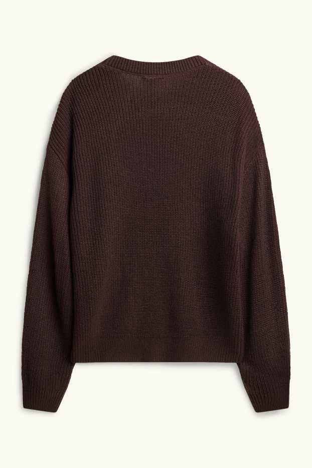 Damen - Pullover - gerippt - braun