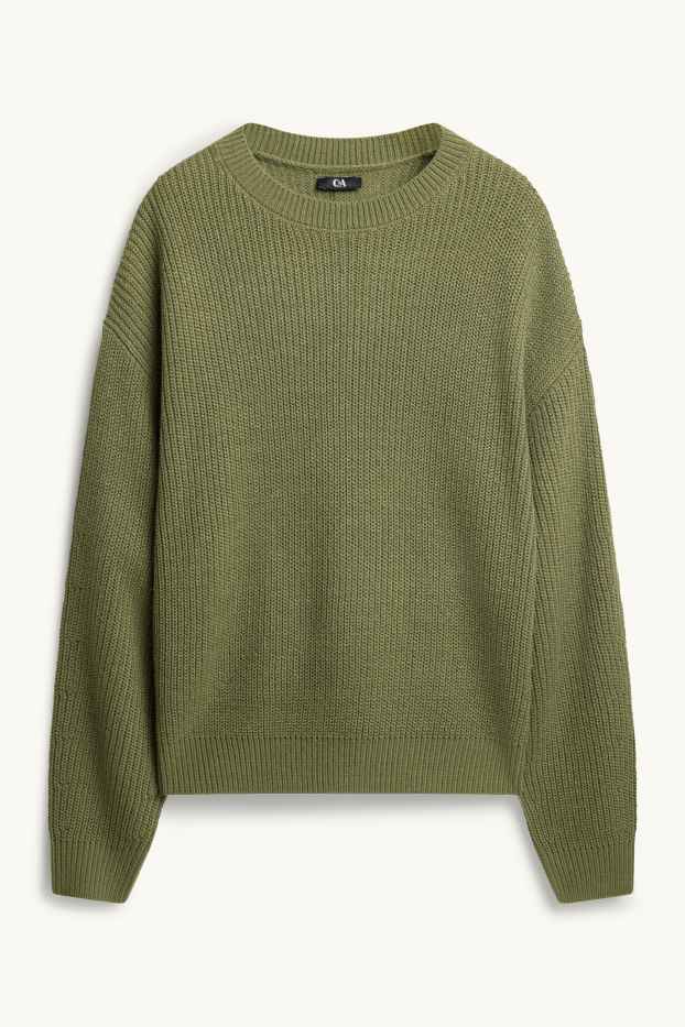 Damen - Pullover - gerippt - grün
