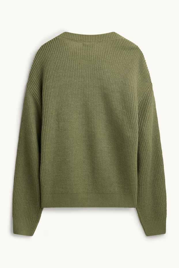 Damen - Pullover - gerippt - grün
