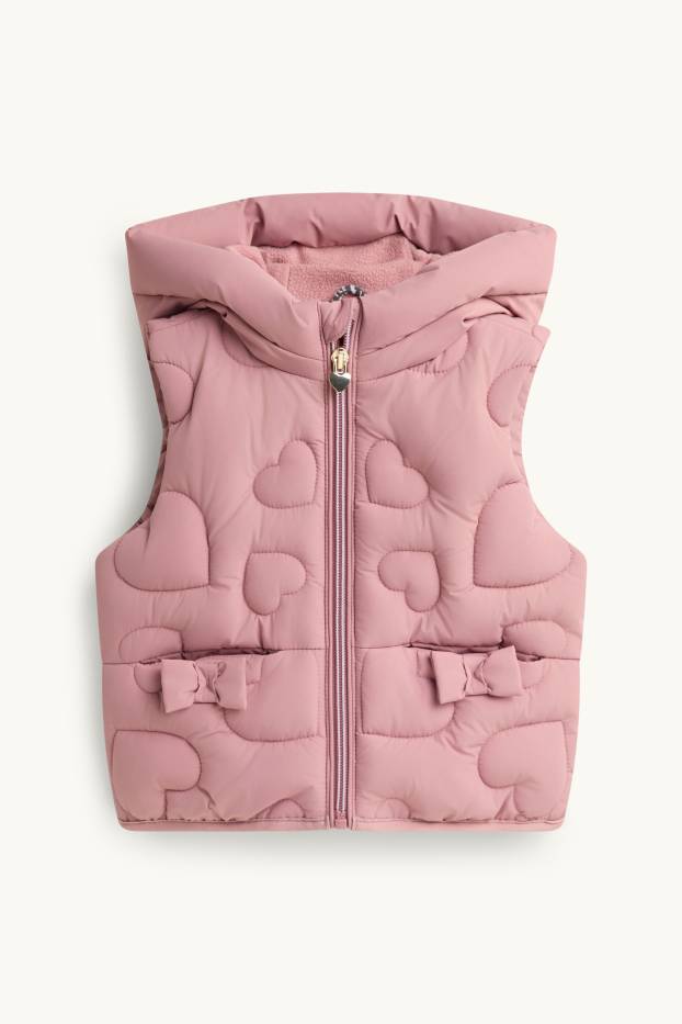 Baby: meisjes - Hartje - baby-bodywarmer met capuchon - waterafstotend - roze