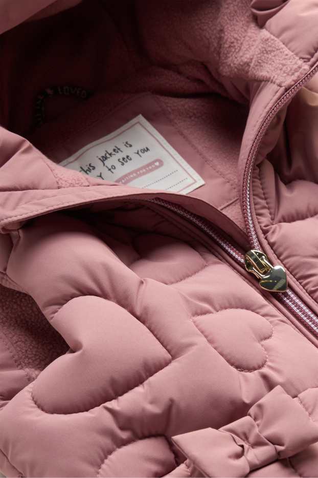 Baby: meisjes - Hartje - baby-bodywarmer met capuchon - waterafstotend - roze