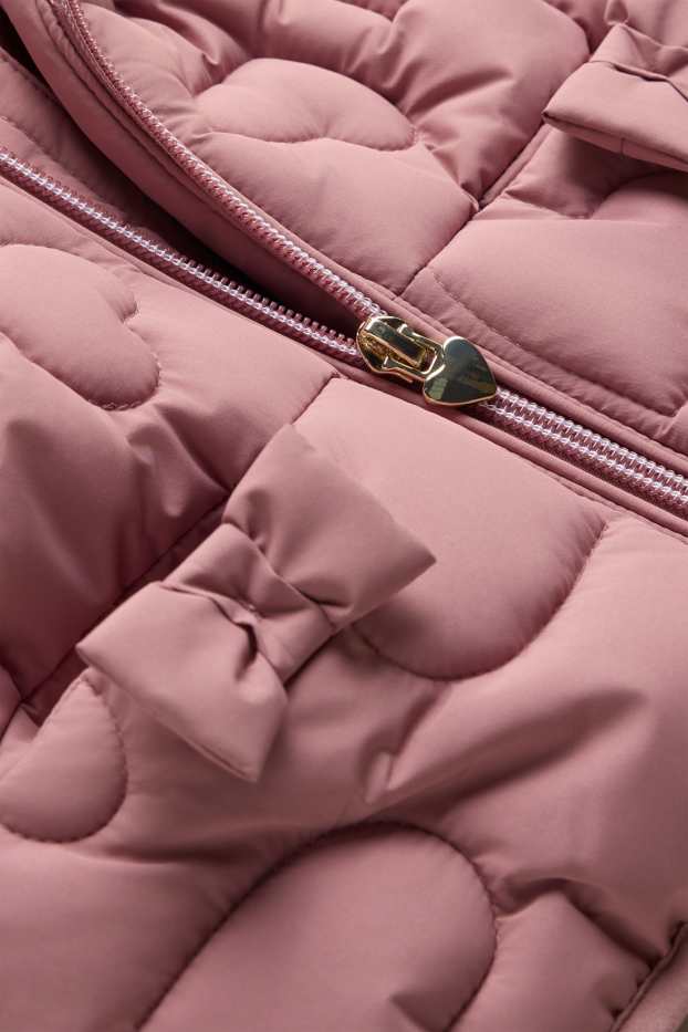Baby: meisjes - Hartje - baby-bodywarmer met capuchon - waterafstotend - roze
