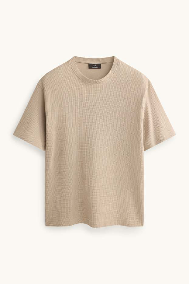 Herren - T-Shirt - Relaxed Fit - strukturiert - beige