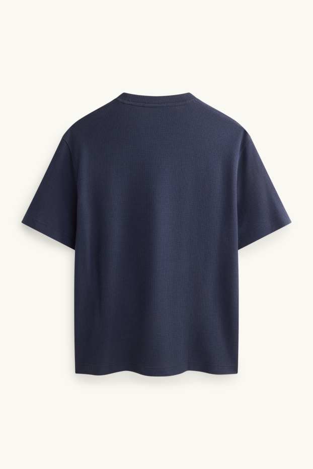 Herren - T-Shirt - Relaxed Fit - strukturiert - dunkelblau