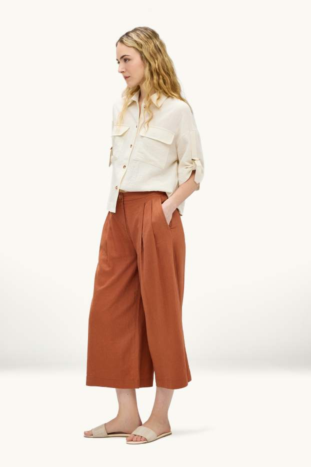Damen - Culotte - Mid Waist - Wide Leg - terracotta