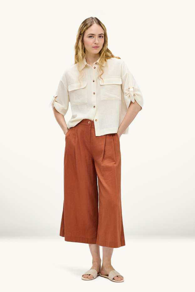 Damen - Culotte - Mid Waist - Wide Leg - terracotta