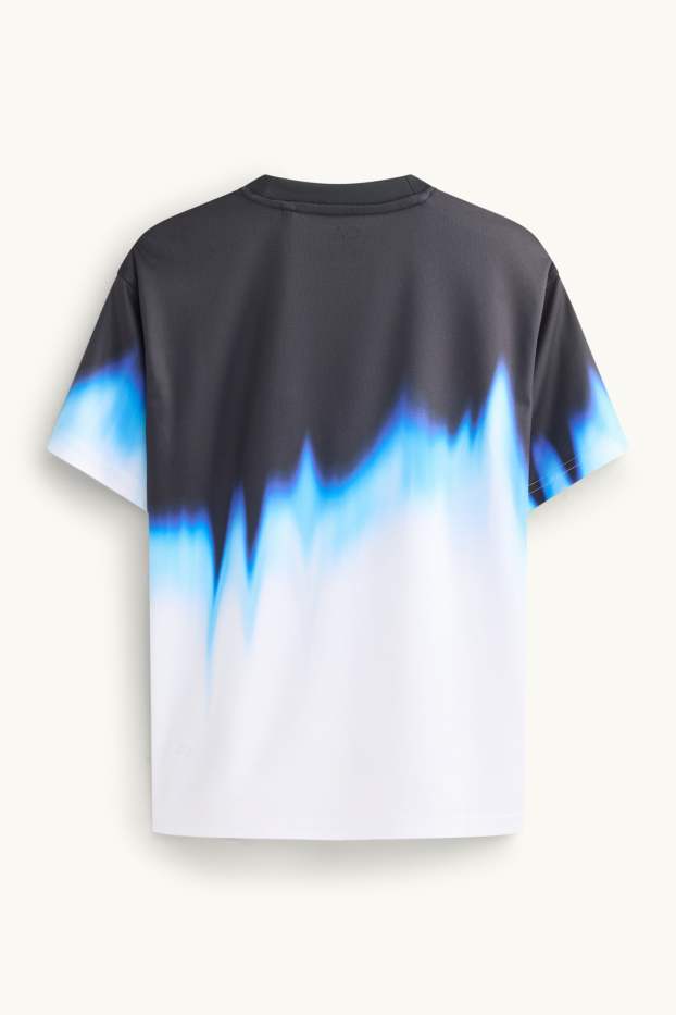 Kinder Buben - Kurzarmshirt - gemustert - weiß / schwarz