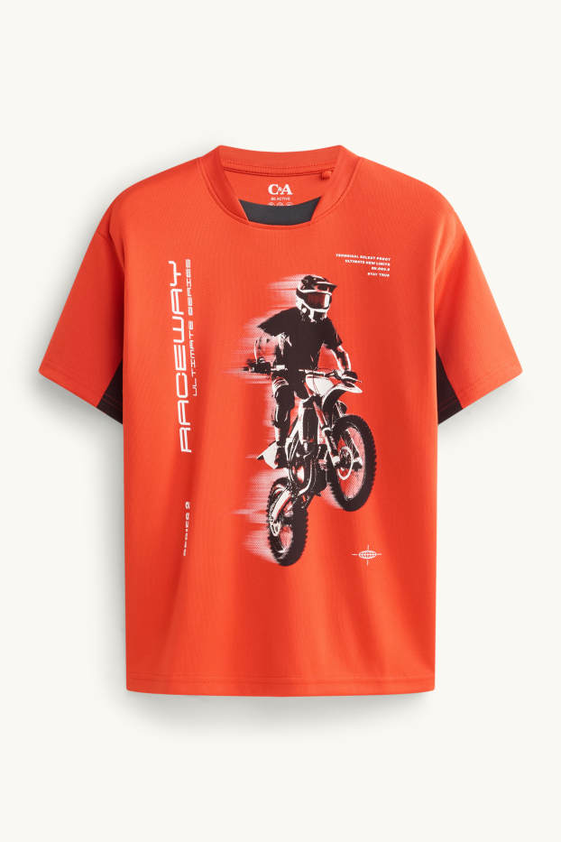 Children Boys - Motorbike - short sleeve T-shirt - orange