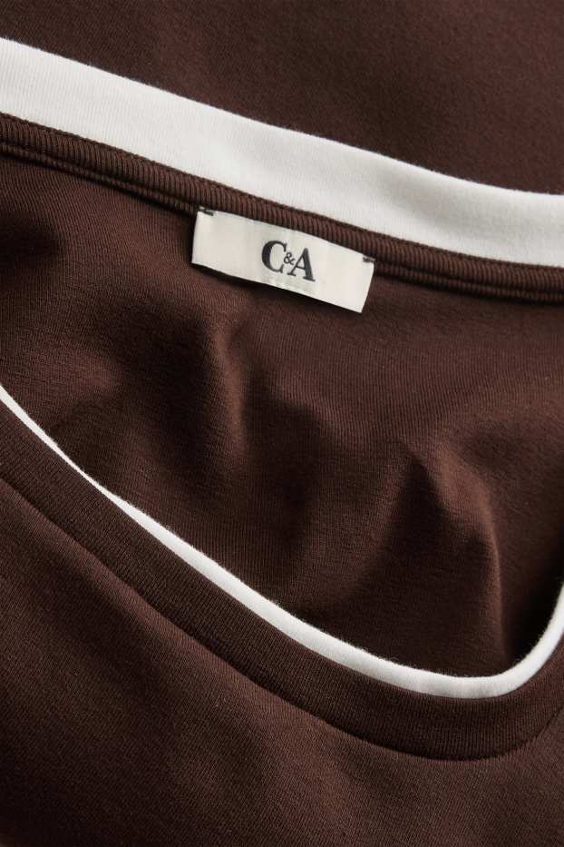 Femmes - Haut à manches longues - slim fit - look 2-en-1 - marron