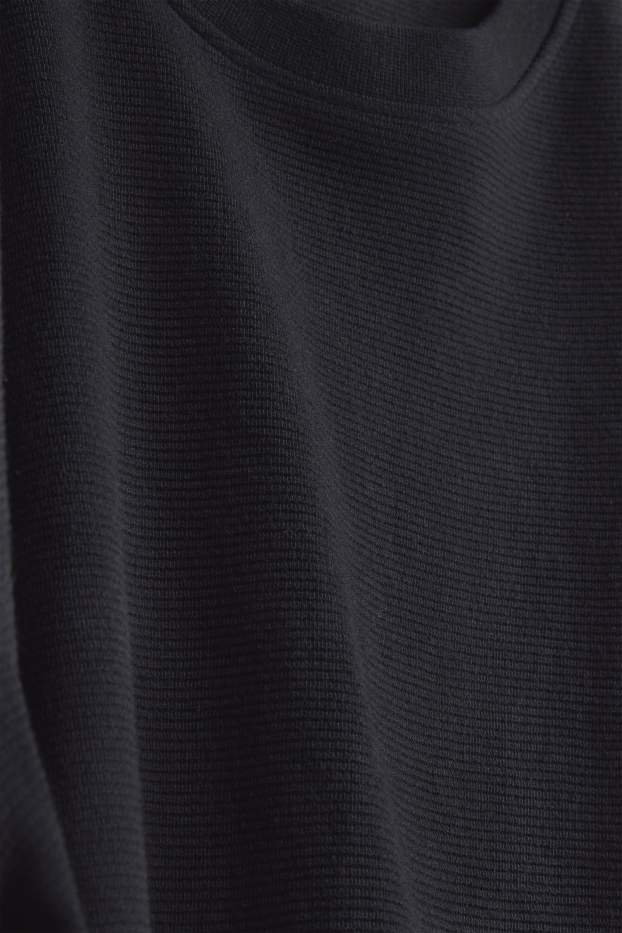 Hommes - T-shirt - relaxed fit - finition côtelée - noir