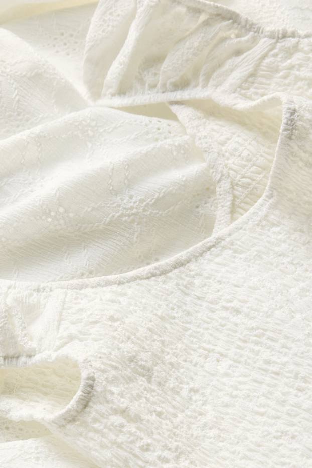 Dona - Vestit de línia A - de punt de niu d'abella - blanc